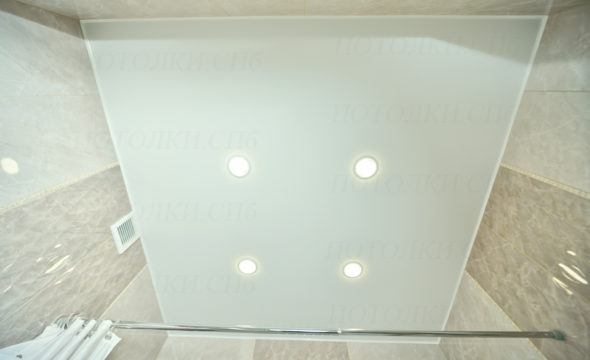 Матовый натяжной потолок в ванной 3.2 кв.м Кудрово