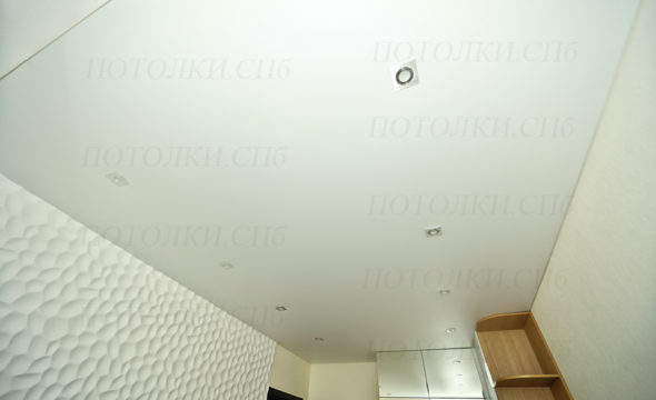Готовое решение матового натяжного потолка в гостиной 14 кв.м на Просвещения