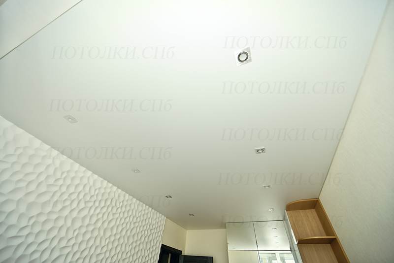 Матовый натяжной потолок в гостиной 14 кв.м на Просвния - Потолки СПб