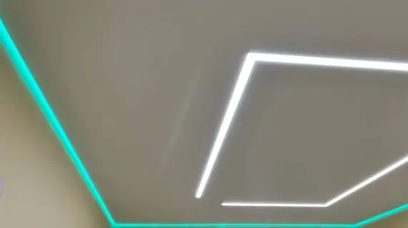 Потолки на теневом профиле со световыми линиями со скрытым карнизом, объект наб. реки Каменки